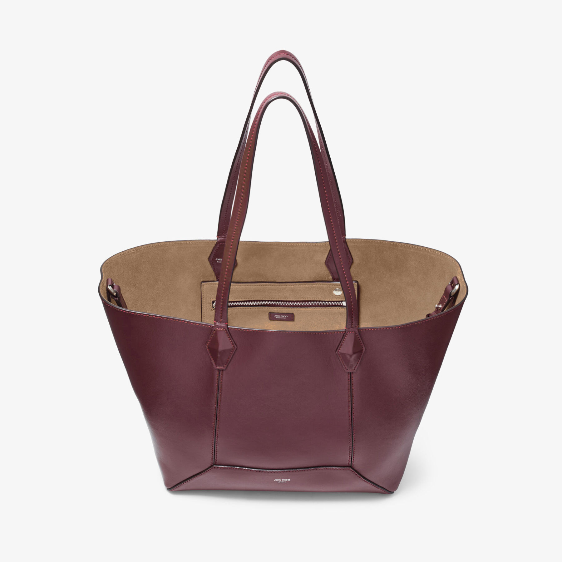 Diamond Tote M Garnet Calf Leather Tote Bag