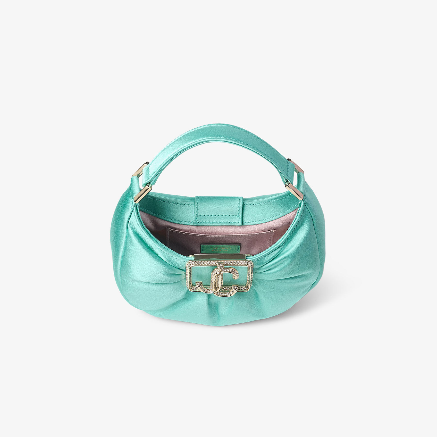 Edie Hobo Mini Aqua Green Satin Mini Bag