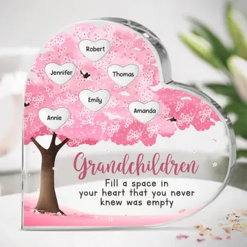 The Greatest Blessing Your Heart Will Ever Know - Family Personalized Custom Heart Shaped Acrylic Plaque - Gift For Grandma, Greatgrandma