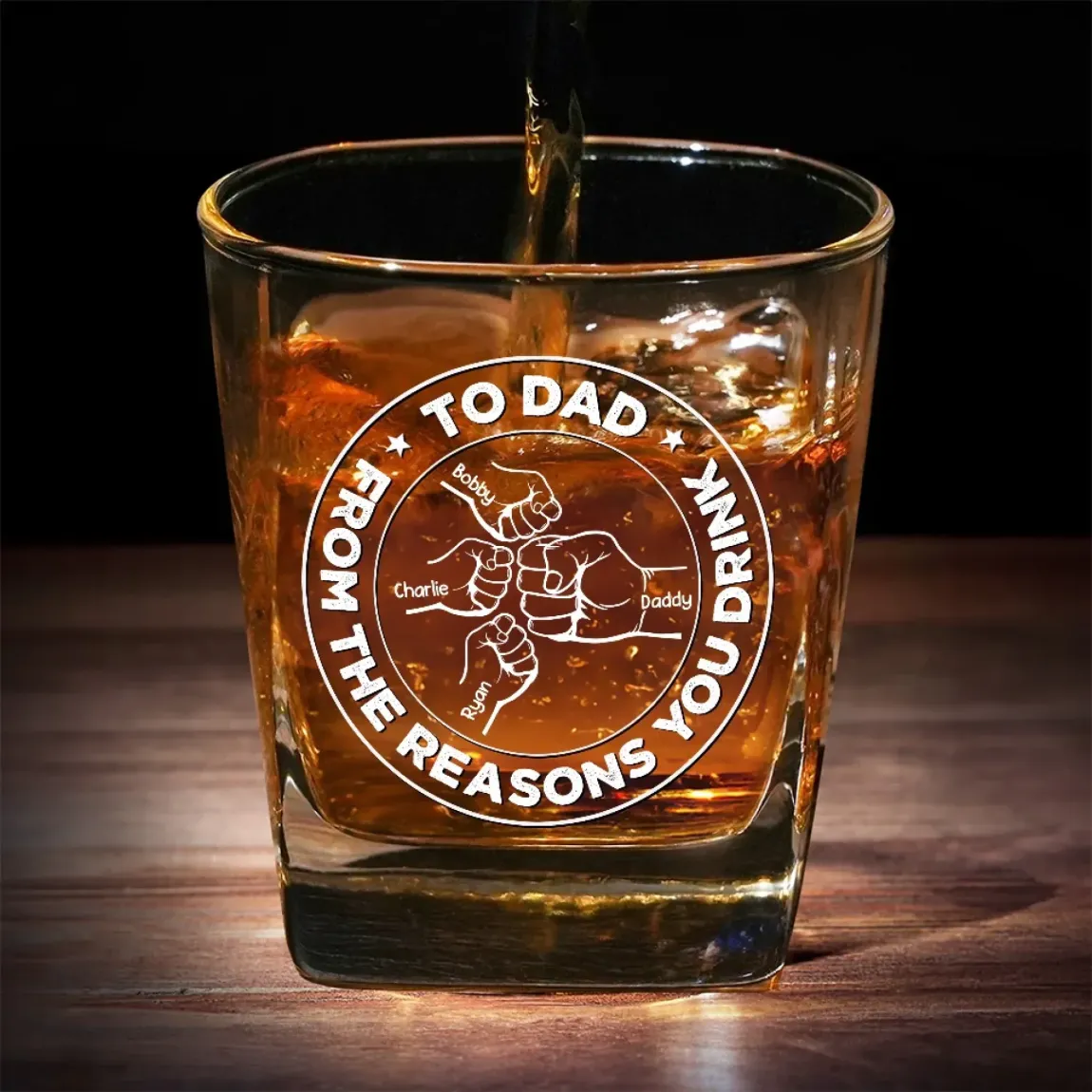 From The Reason You Drink - Family Personalized Custom Square Whiskey Glass - Gift For Family Members