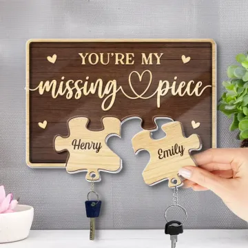 Together, We Complete The Puzzle Of Love - Couple Personalized Custom Acrylic Puzzle Key Holder - House Warming Gift For For Husband Wife, Anniversary