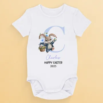 Bunny Kisses And Easter Wishes - Family Personalized Custom Baby Onesie - Easter Gift For Baby Kids, Newborn Baby