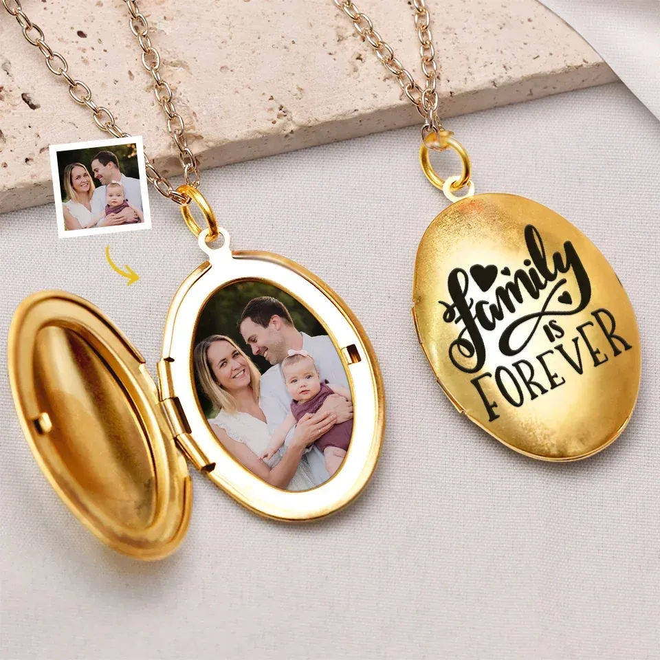 Custom Photo Family Is Forever - Family Personalized Custom Locket Necklace - Gift For Family Members