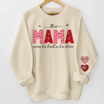 Best Grandma In My Heart - Family Personalized Custom Unisex Sweatshirt With Design On Sleeve - Gift For Mom, Grandma