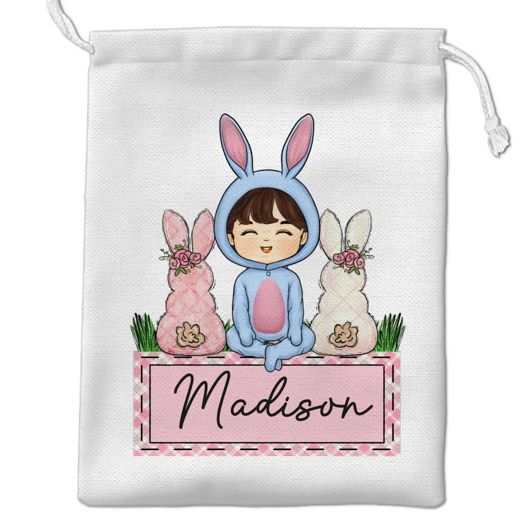 Sweet Treats & Bunny Love Await - Family Personalized Custom Favor Bag - Easter Gift For Family Members
