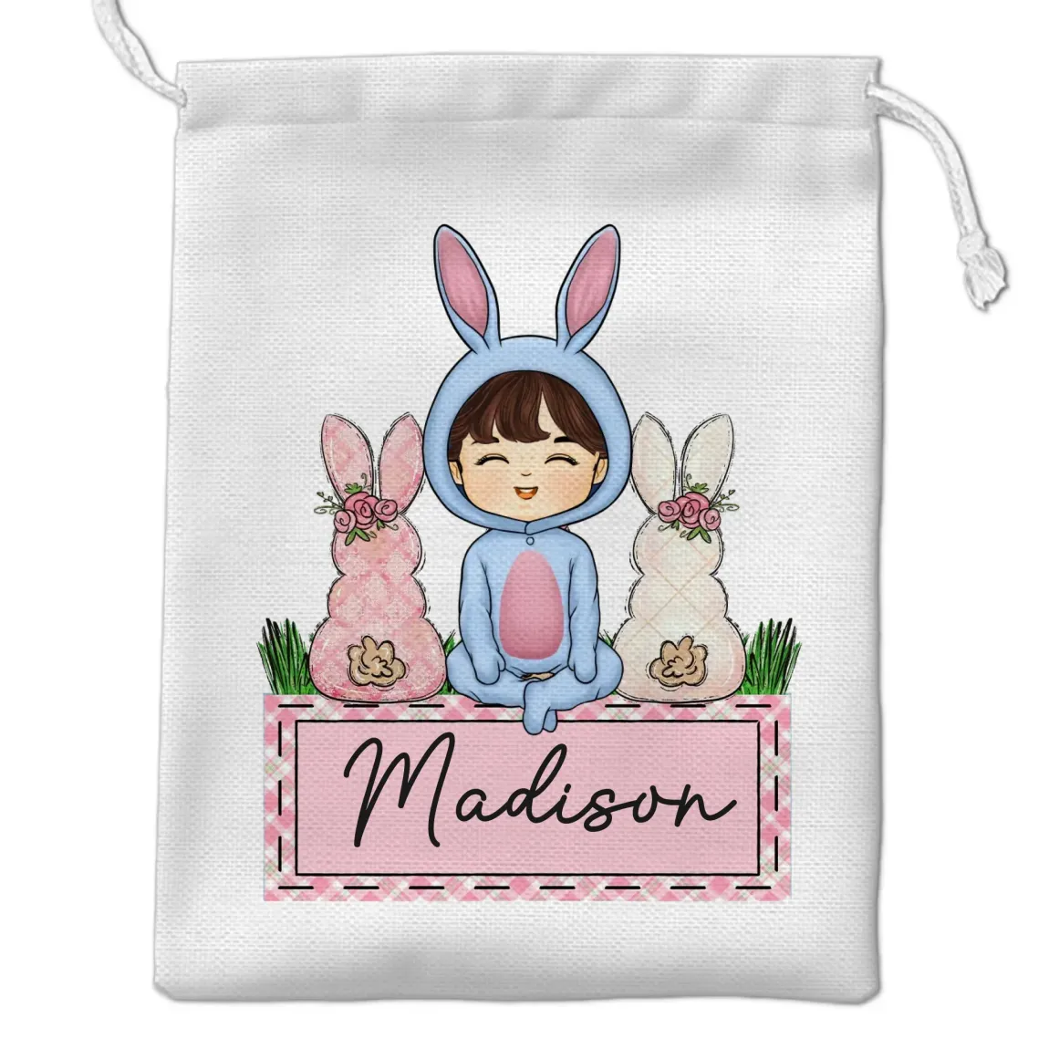 Sweet Treats & Bunny Love Await - Family Personalized Custom Favor Bag - Easter Gift For Family Members