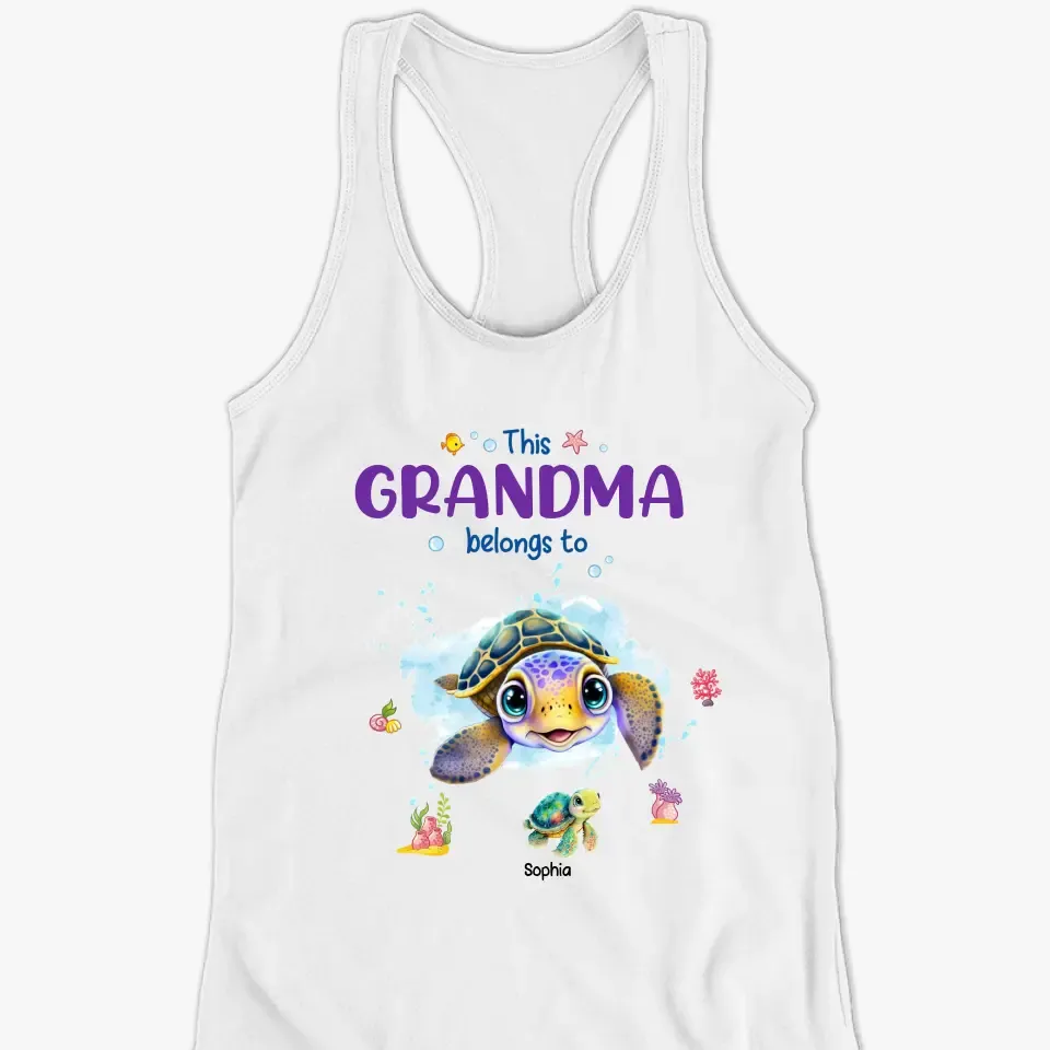 This Grandma Belongs To - Family Personalized Custom Racer Back Tank Top - Gift For Mom, Grandma