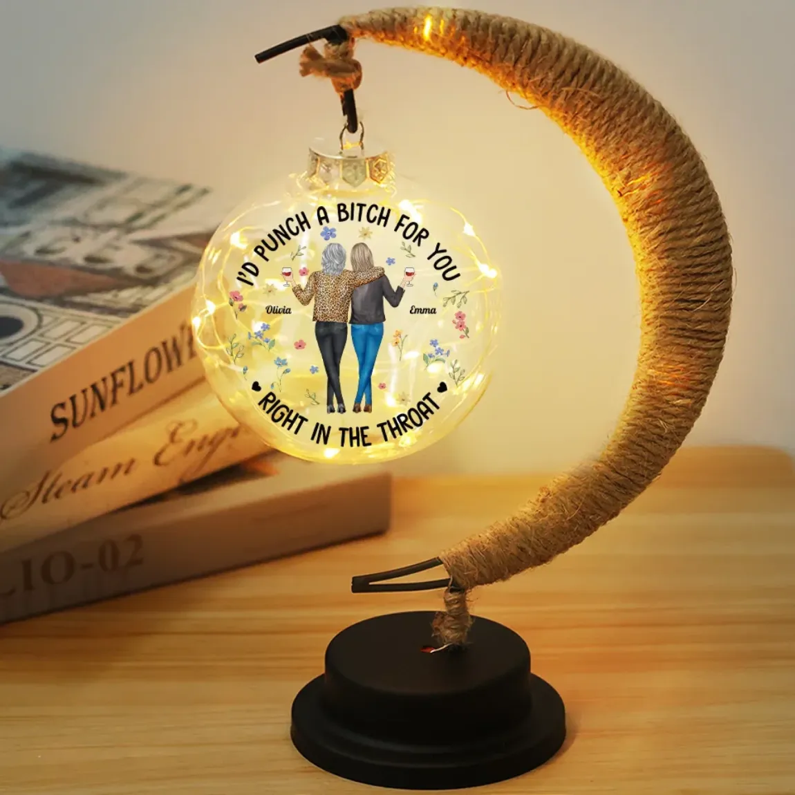 Partners In Crime And Chaos - Bestie Personalized Custom Moon Lamp Light - Gift For Best Friends, BFF, Sisters
