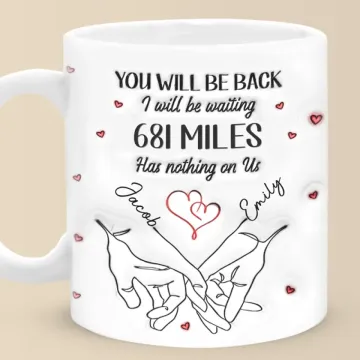 No Distance Is Too Far For Us - Couple Personalized Custom 3D Inflated Effect Printed Mug - Gift For Husband Wife, Anniversary, Long Distance Relationship