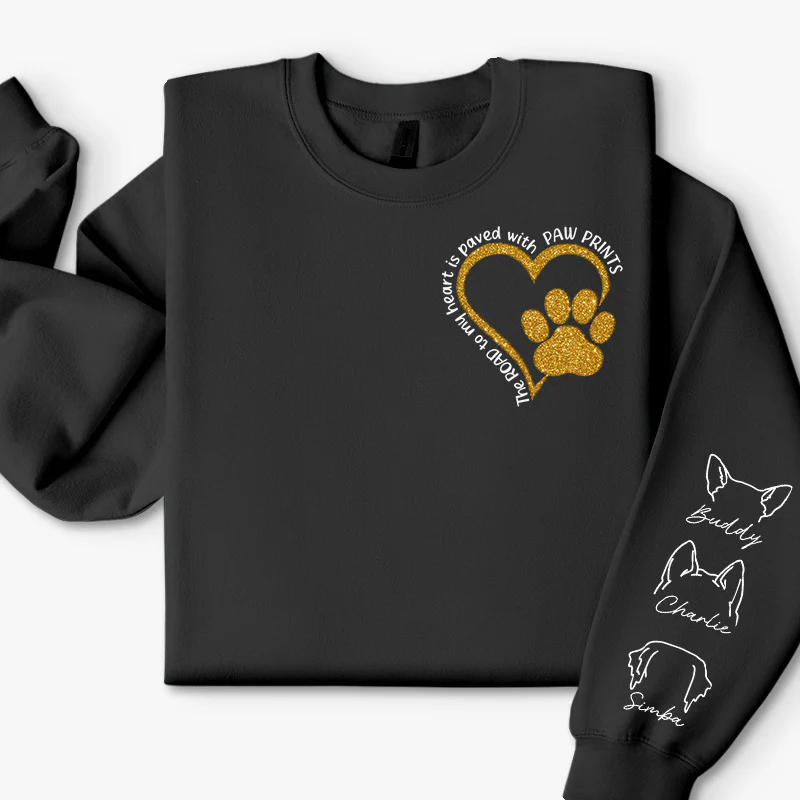 Road To Dog Mom Heart - Dog & Cat Personalized Custom Unisex Sweatshirt With Design On Sleeve - Sympathy Gift, Gift For Pet Owners, Pet Lovers