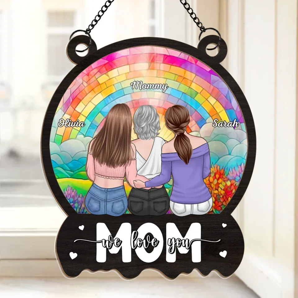 You Are My Sunshine On A Cloudy Day - Family Personalized Window Hanging Suncatcher - Gift For Mom, Daughter