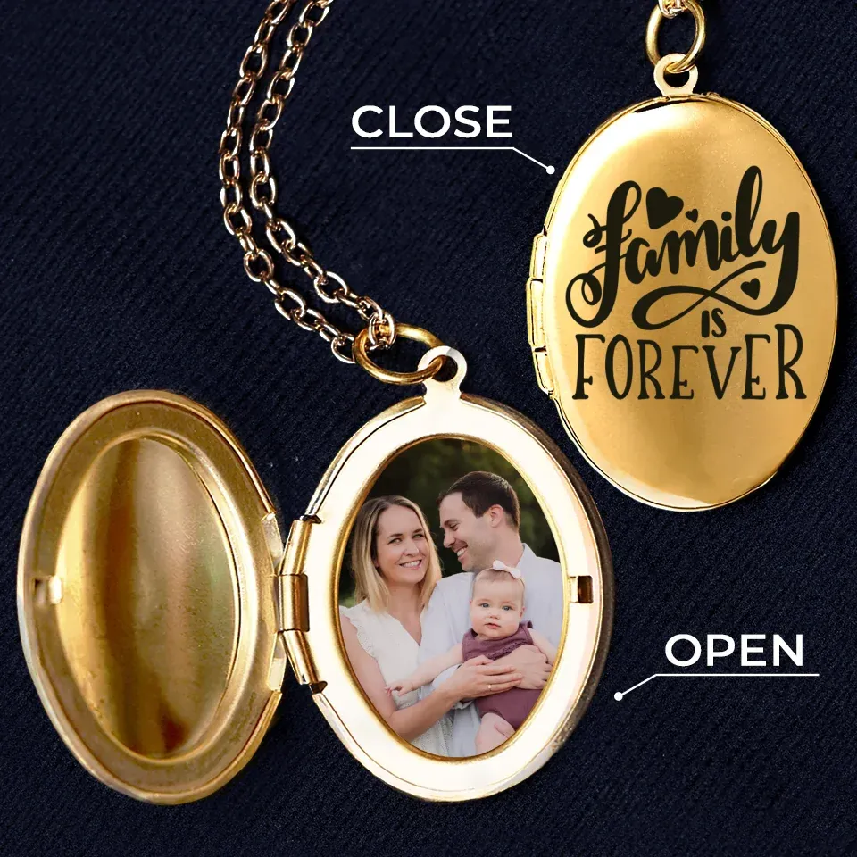 Custom Photo Family Is Forever - Family Personalized Custom Locket Necklace - Gift For Family Members
