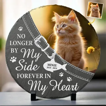 Custom Photo A Loyal Friend, A Gentle Spirit - Memorial Personalized Custom Round Shaped Stone With Stand - Sympathy Gift For Pet Owners, Pet Lovers