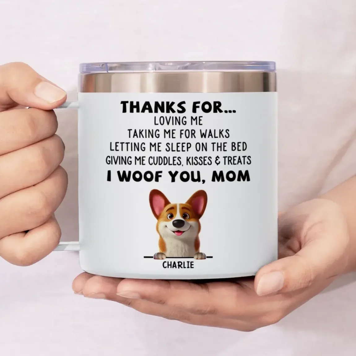 Dogs Are Joy In Fur - Dog Personalized Custom 14oz Stainless Steel Tumbler With Handle - Gift For Pet Owners, Pet Lovers