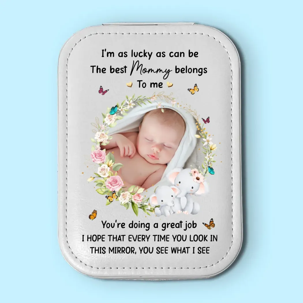 Custom Photo The Best Mommy Belongs To Me - Family Personalized Custom Jewelry Box LED Makeup - Gift For Mom, Pregnancy, Newborn Baby