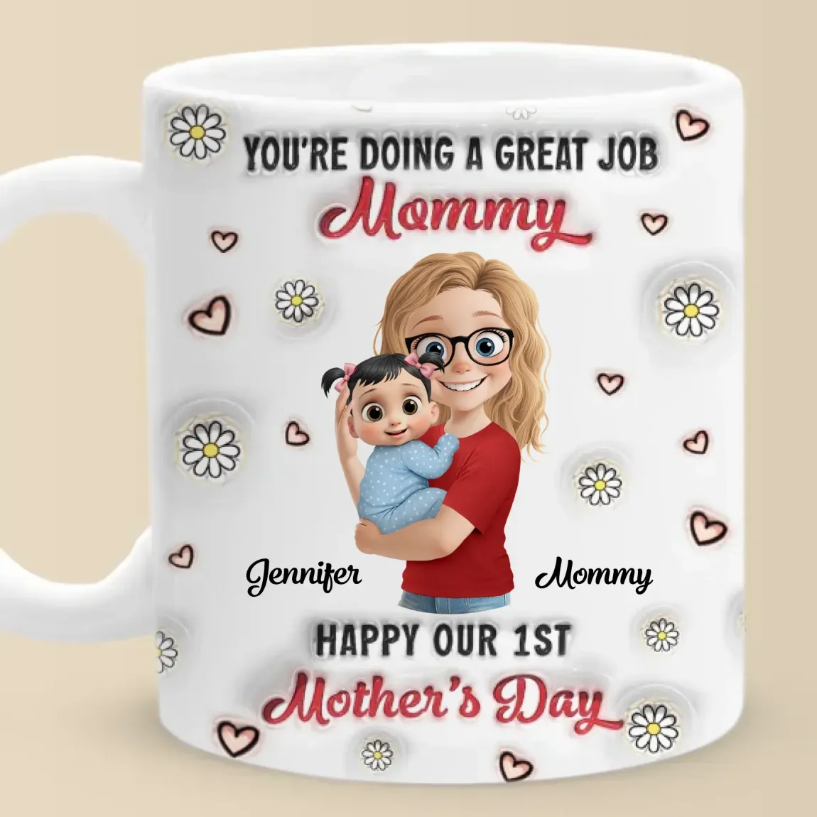 Mommy, You Make Life So Sweet - Family Personalized Custom 3D Inflated Effect Printed Mug - Mother's Day, Baby Shower Gift, Gift For First Mom