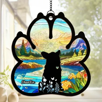 Love Never Fades - Memorial Personalized Window Hanging Suncatcher Ornament - Sympathy Gift For Pet Owners, Pet Lovers
