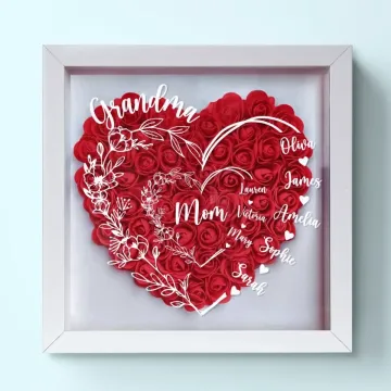 Your Love Built This Family, Your Heart Holds It Together - Family Personalized Custom Flower Shadow Box - Mother's Day, Gift For Mom, Grandma