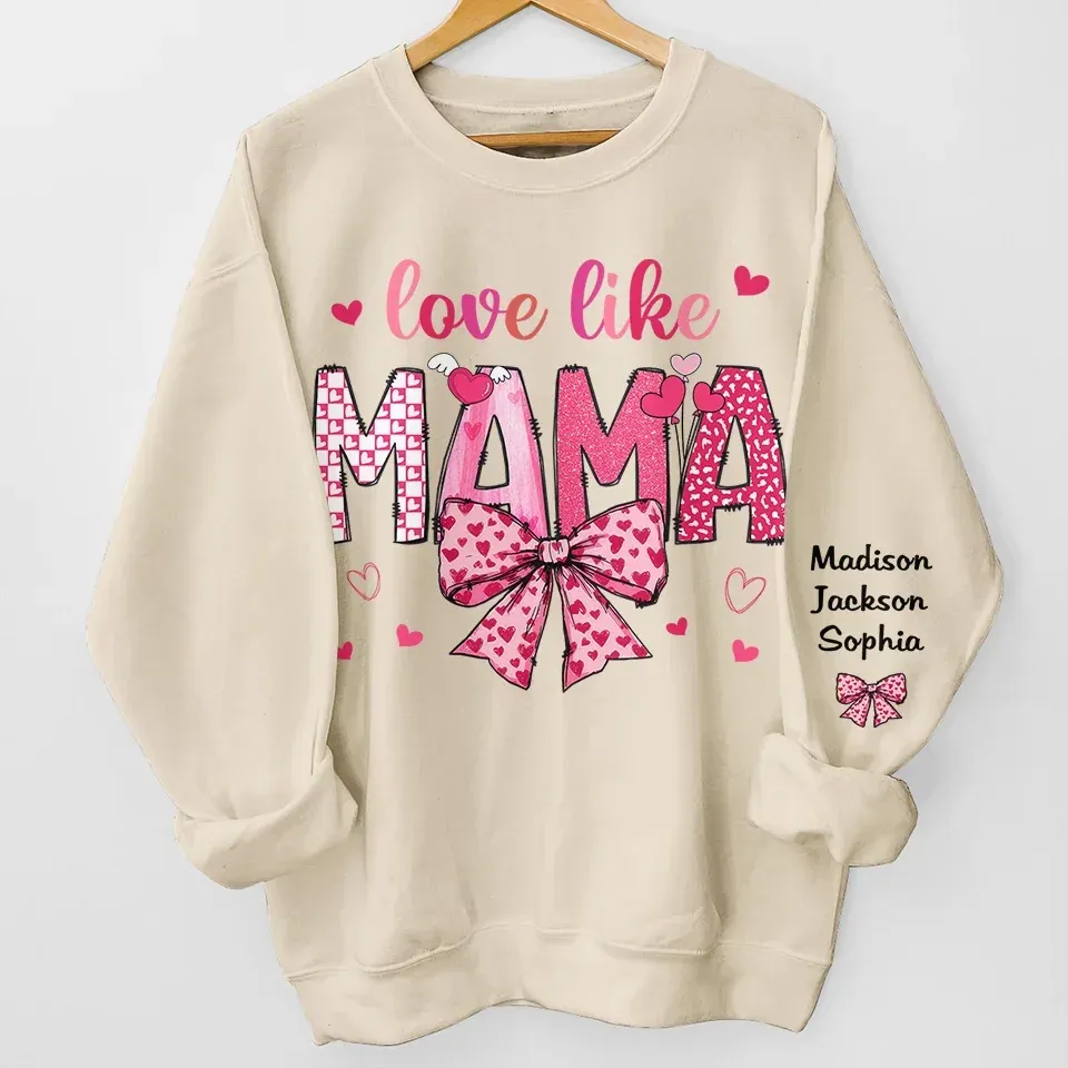 Her Love Is In Every Moment - Family Personalized Custom Unisex Sweatshirt, Hoodie With Design On Sleeve - Gift For Mom, Grandma