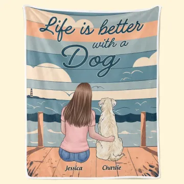 Life Is Better With A Wagging Tail - Dog Personalized Custom Blanket - Gift For Pet Owners, Pet Lovers