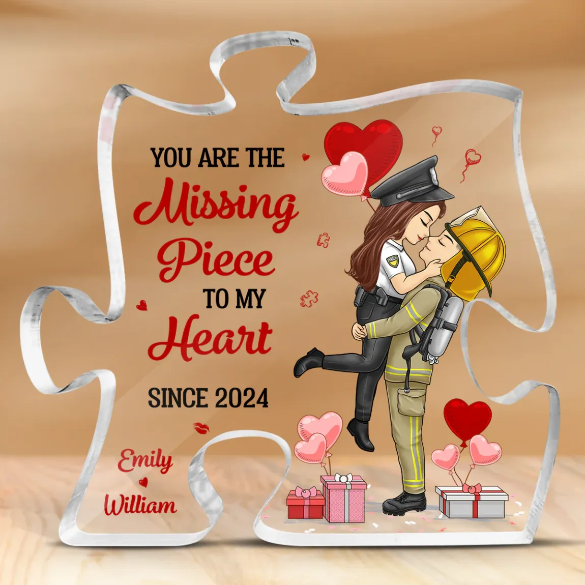 When I Met You - Couple Personalized Custom Puzzle Shaped Acrylic Plaque - Gift For Husband Wife, Anniversary