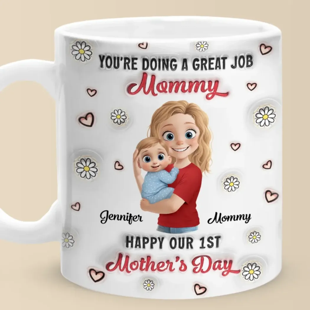 Mommy, You Make Life So Sweet - Family Personalized Custom 3D Inflated Effect Printed Mug - Mother's Day, Baby Shower Gift, Gift For First Mom