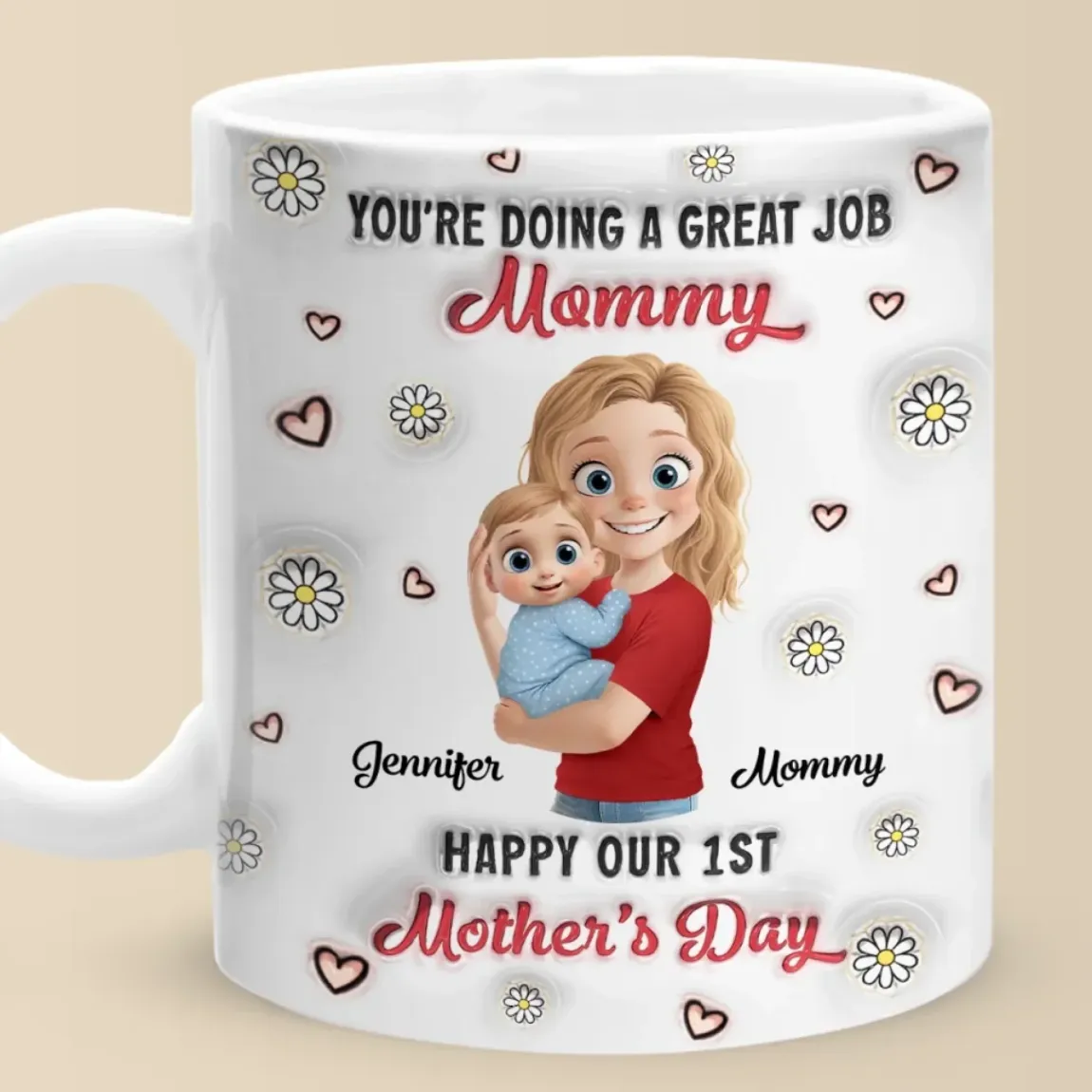 Mommy, You Make Life So Sweet - Family Personalized Custom 3D Inflated Effect Printed Mug - Mother's Day, Baby Shower Gift, Gift For First Mom