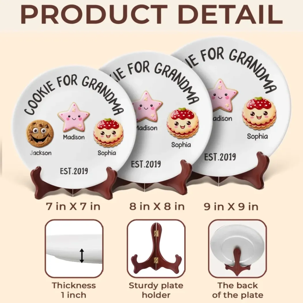 Grandma��s Cookie Plate, Full Of Love - Family Personalized Custom Ceramic Plate - Mother's Day, Gift For Mom, Grandma