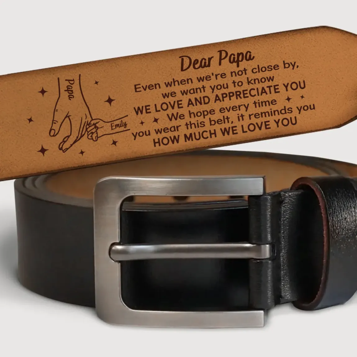Forever Loved, Always Appreciated - Family Personalized Custom Engraved Leather Belt - Father's Day, Gift For Dad, Grandpa