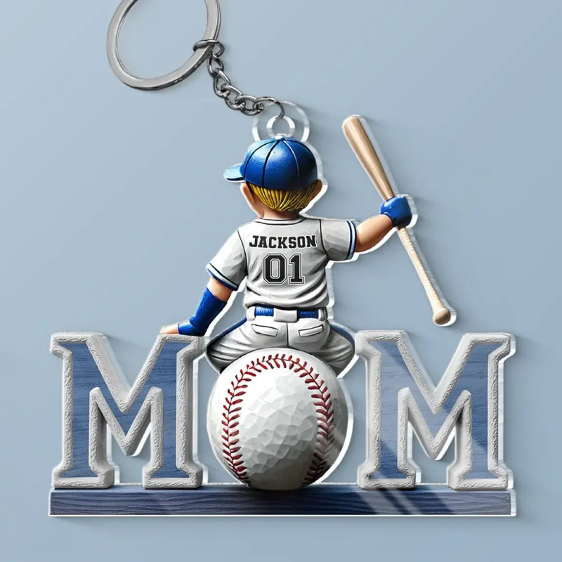 Baseball Life, Mom��s Pride - Family Personalized Custom Shaped Acrylic Keychain - Mother's Day, House Warming Gift For Mom, Sport Lovers, Sport Players