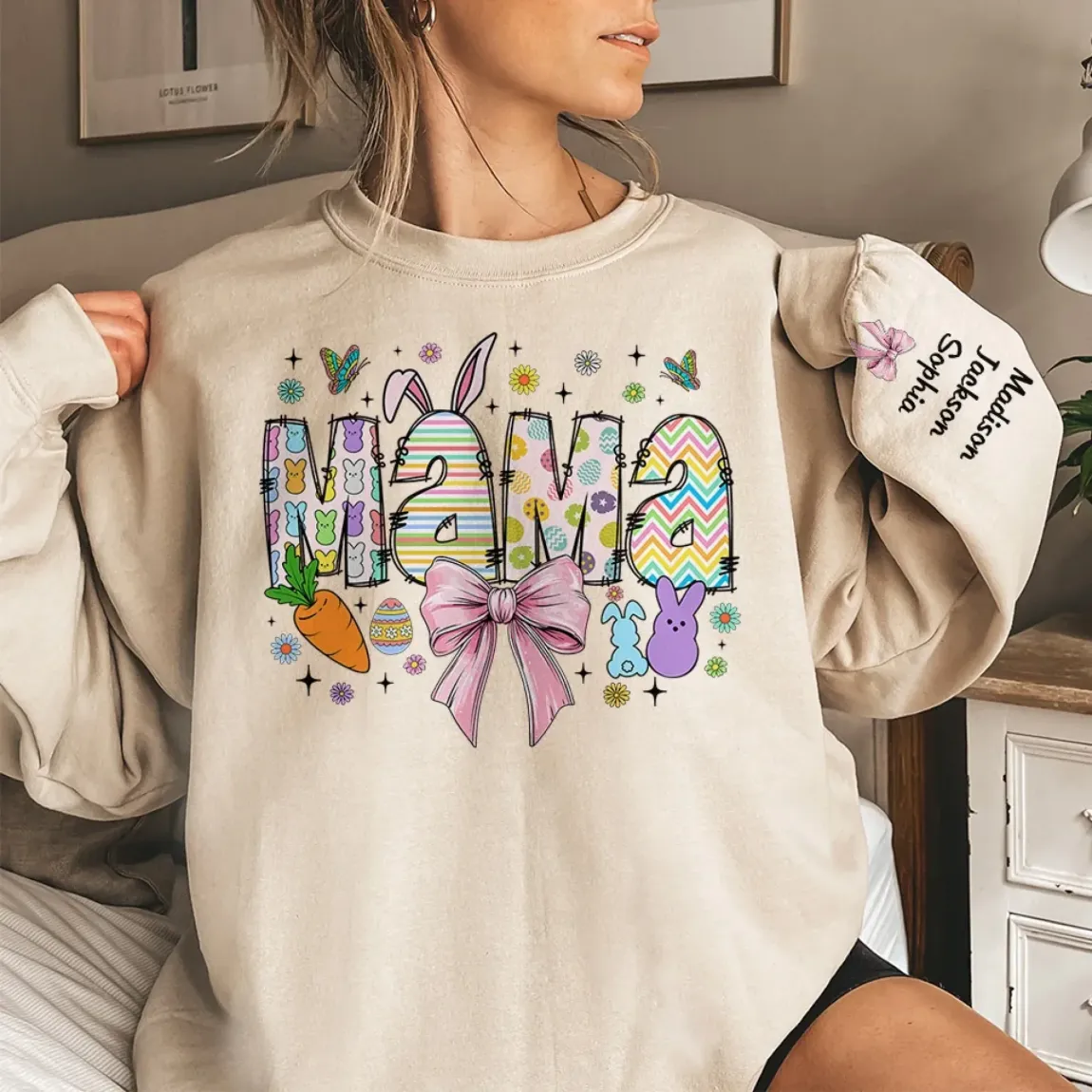 Grandma, The Heart Of Our Family - Family Personalized Custom Unisex Sweatshirt, Hoodie With Design On Sleeve - Gift For Mom, Grandma