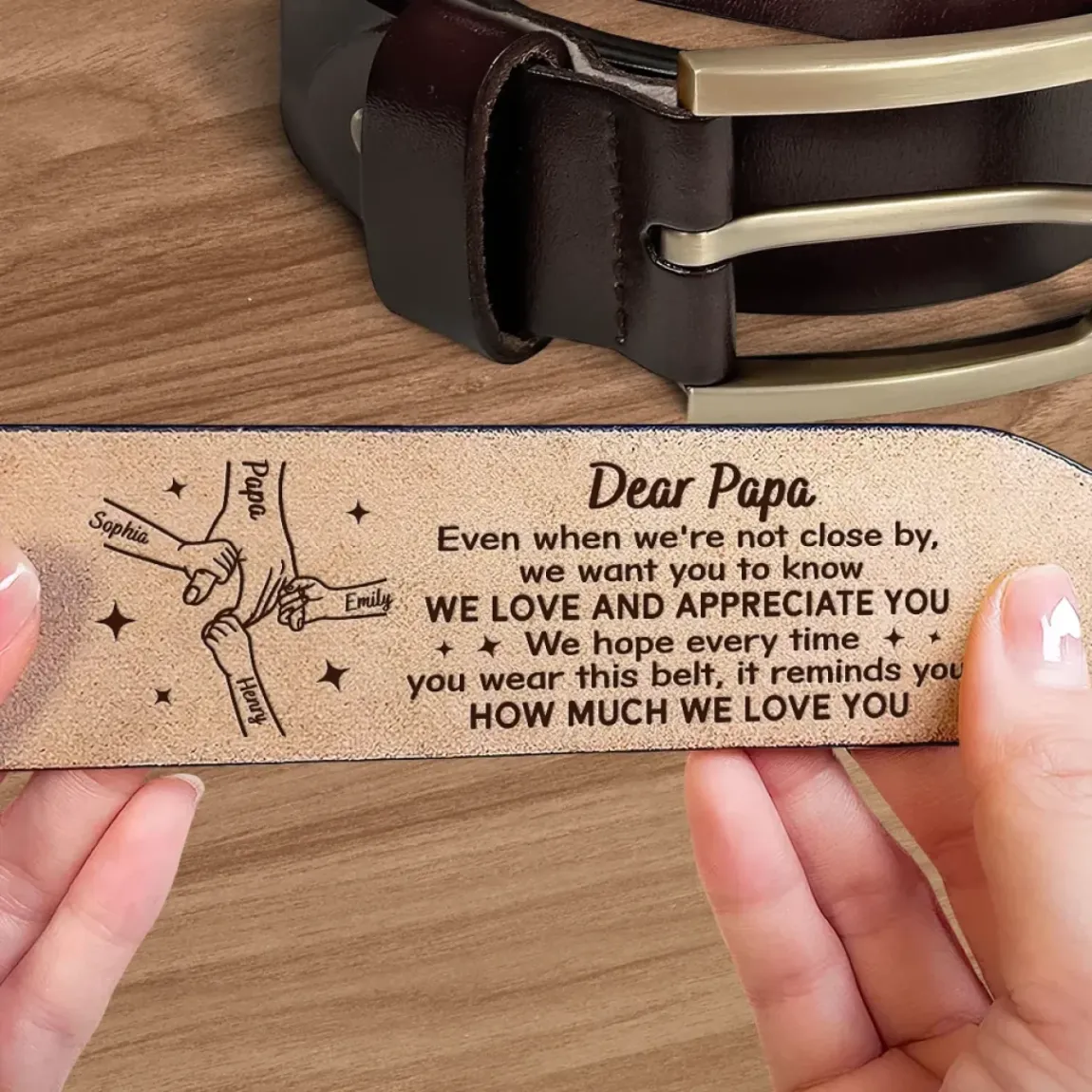 Forever Loved, Always Appreciated - Family Personalized Custom Engraved Leather Belt - Father's Day, Gift For Dad, Grandpa