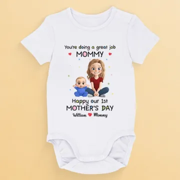 My Heart Belongs To Mom - Family Personalized Custom Baby Onesie - Mother's Day, Baby Shower Gift, Gift For First Mom