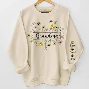 Grandma Garden Full Of Love - Family Personalized Custom Unisex Sweatshirt With Design On Sleeve - Gift For Mom