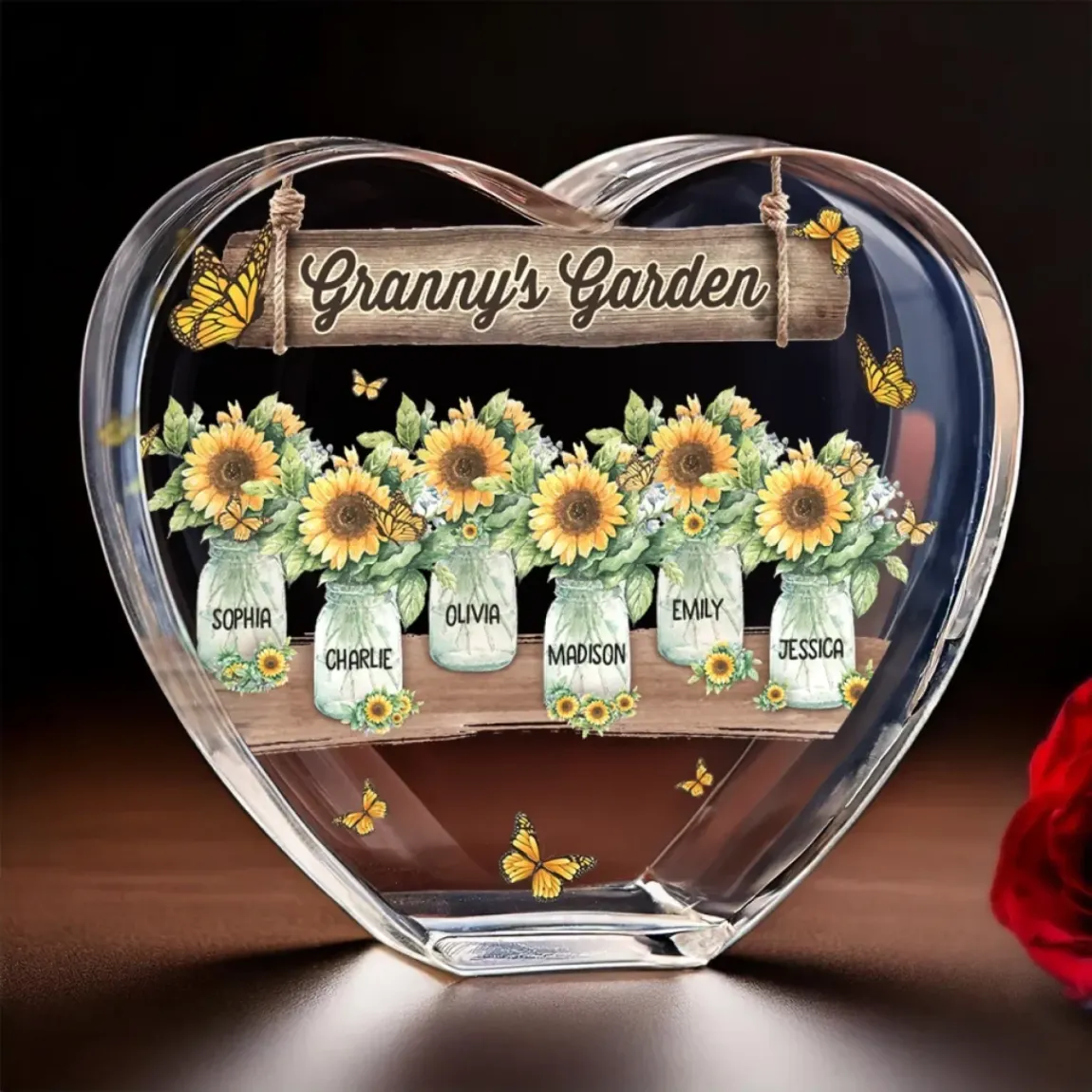 Life Is Better With Grandma - Family Personalized Custom 3D Crystal Heart Shaped - Mother's Day, Gift For Mom, Grandma