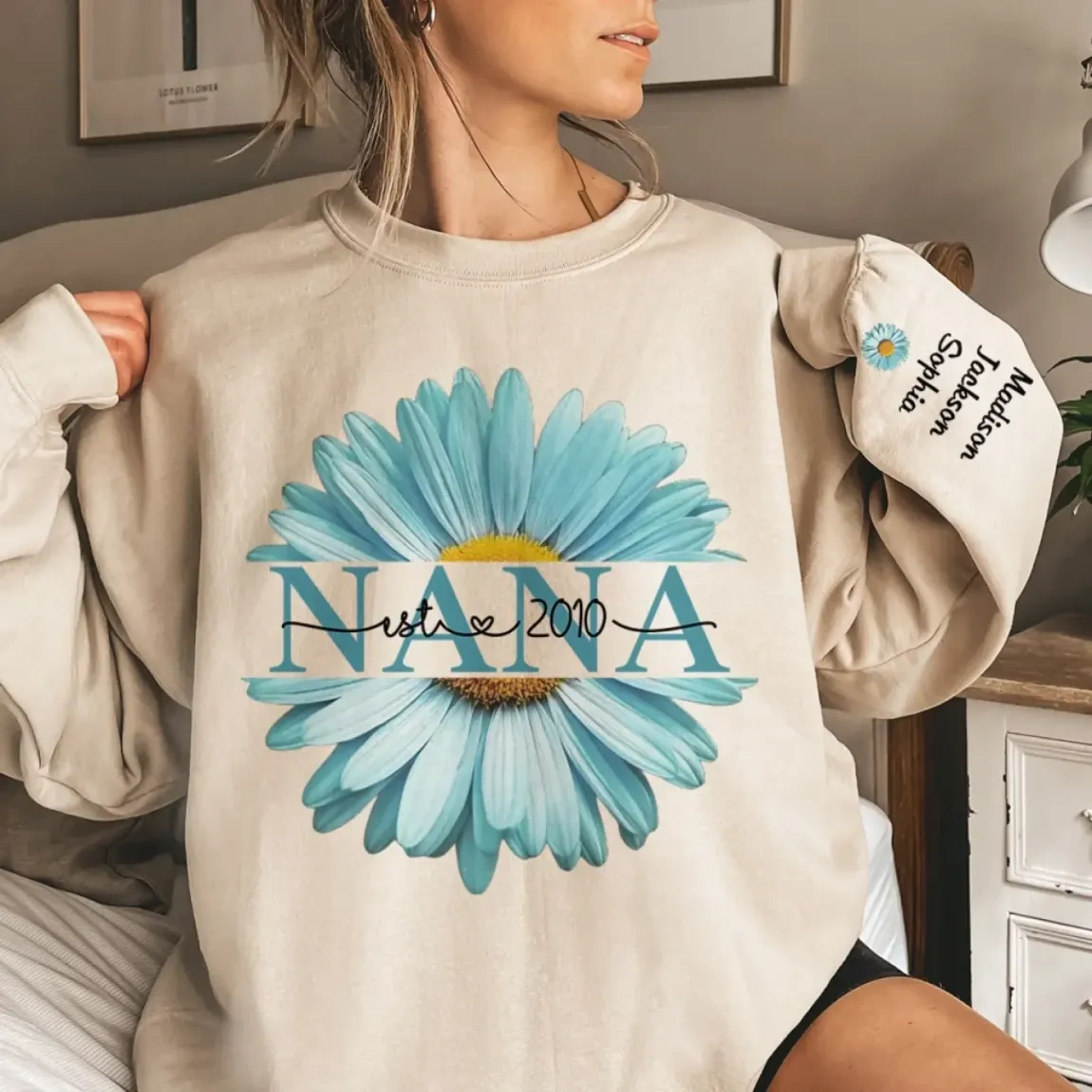A Love That Blossoms - Family Personalized Custom Unisex Sweatshirt, Hoodie With Design On Sleeve - Mother's Day, Gift For Mom, Grandma