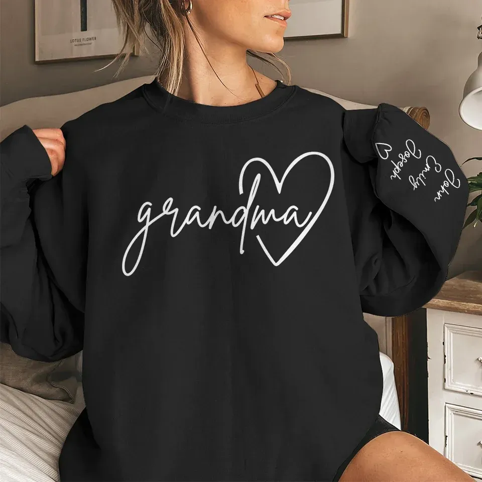 Grandmas Make Life Sweeter - Family Personalized Custom Unisex Sweatshirt, Hoodie With Design On Sleeve - Christmas Gift For Mom, Grandma