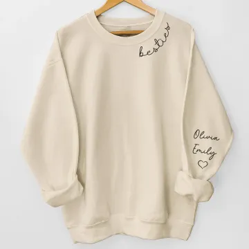 Different But Best Friends - Bestie Personalized Custom Unisex Sweatshirt With Design On Sleeve - Gift For Best Friends, BFF, Sisters
