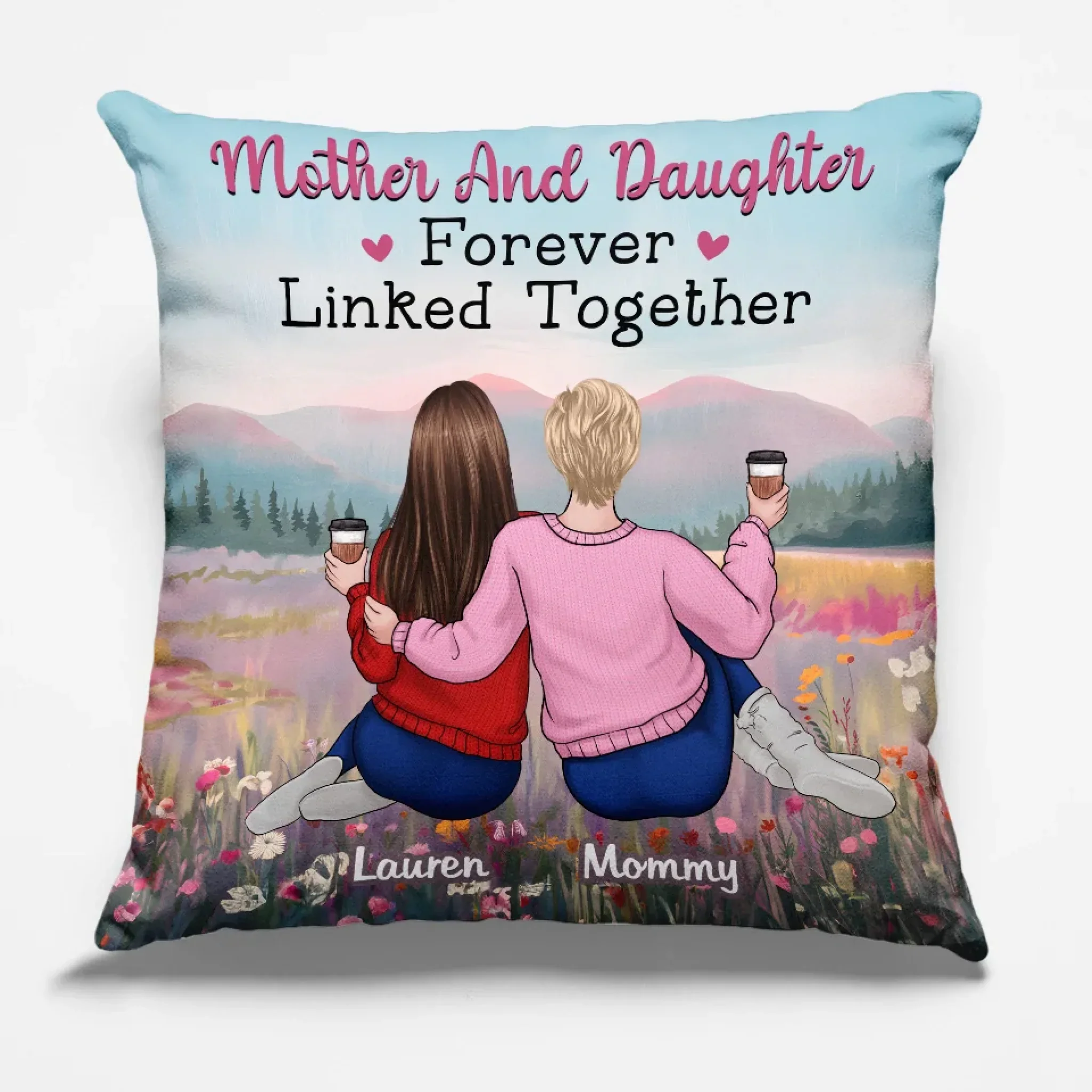 Mother And Daughter, An Eternal Link - Family Personalized Custom Pillow - Gift For Mom, Daughter