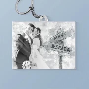 Custom Photo Loved You Then, Love You Still - Couple Personalized Custom Shaped Acrylic Keychain - Gift For Husband Wife, Anniversary