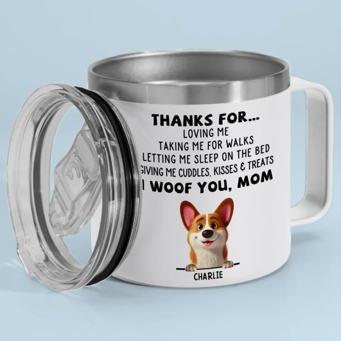 Dogs Are Joy In Fur - Dog Personalized Custom 14oz Stainless Steel Tumbler With Handle - Gift For Pet Owners, Pet Lovers