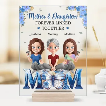Linked By Love, Strengthened By Family - Family Personalized Custom Rectangle Shaped Acrylic Plaque - Mother's Day, Gift For Mom, Daughter