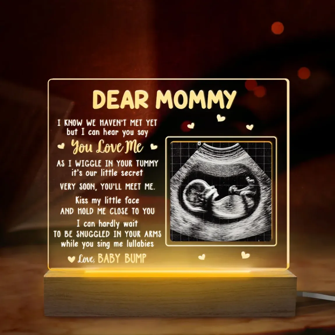 Custom Photo I Can Hear You Say You Love Me - Family Personalized Custom Shaped 3D LED Light - Baby Shower Gift, Gift For First Mom