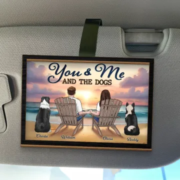 Home Is Wherever I��m With You And Our Furry Friend - Dog & Cat Personalized Custom Car Visor Clip - Gift For Couples, Pet Owners, Pet Lovers