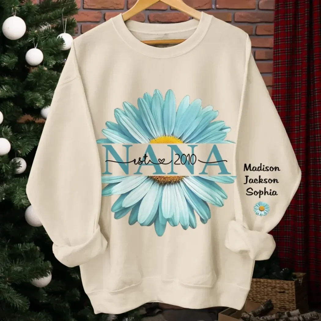 A Love That Blossoms - Family Personalized Custom Unisex Sweatshirt, Hoodie With Design On Sleeve - Mother's Day, Gift For Mom, Grandma