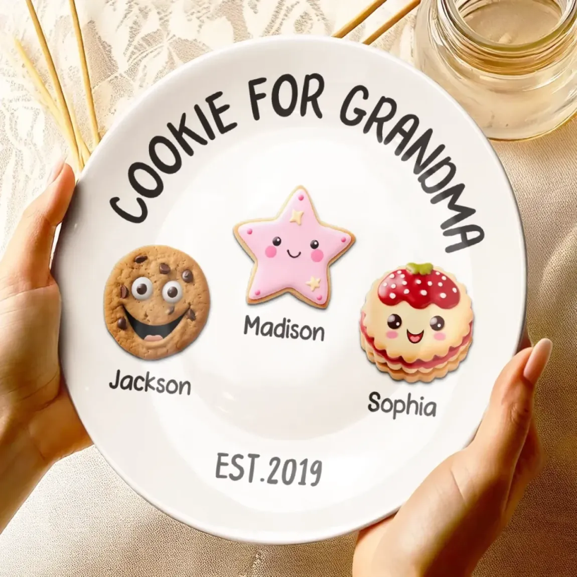 Grandma��s Cookie Plate, Full Of Love - Family Personalized Custom Ceramic Plate - Mother's Day, Gift For Mom, Grandma