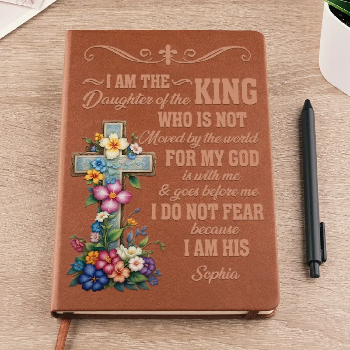 I Am The Daughter Of The King - Family Personalized Custom Leather Journal - Gift For Yourself, Best Friends, Siblings, Family Members