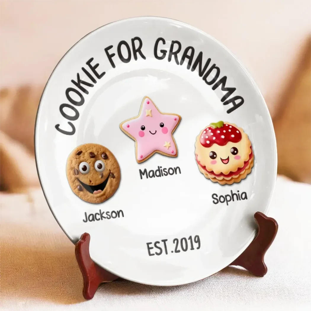 Grandma��s Cookie Plate, Full Of Love - Family Personalized Custom Ceramic Plate - Mother's Day, Gift For Mom, Grandma
