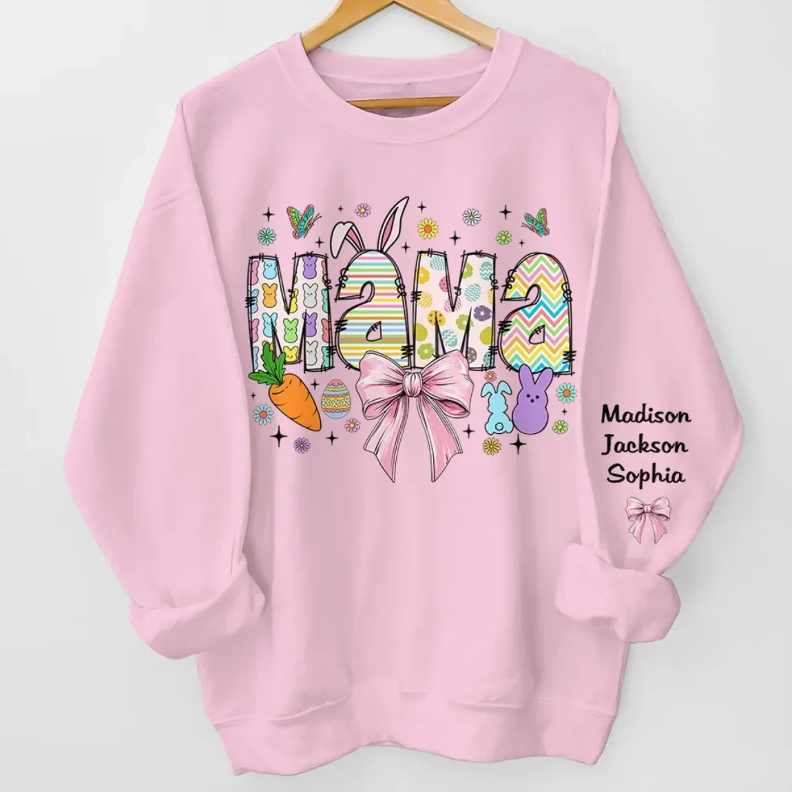Grandma, The Heart Of Our Family - Family Personalized Custom Unisex Sweatshirt, Hoodie With Design On Sleeve - Gift For Mom, Grandma