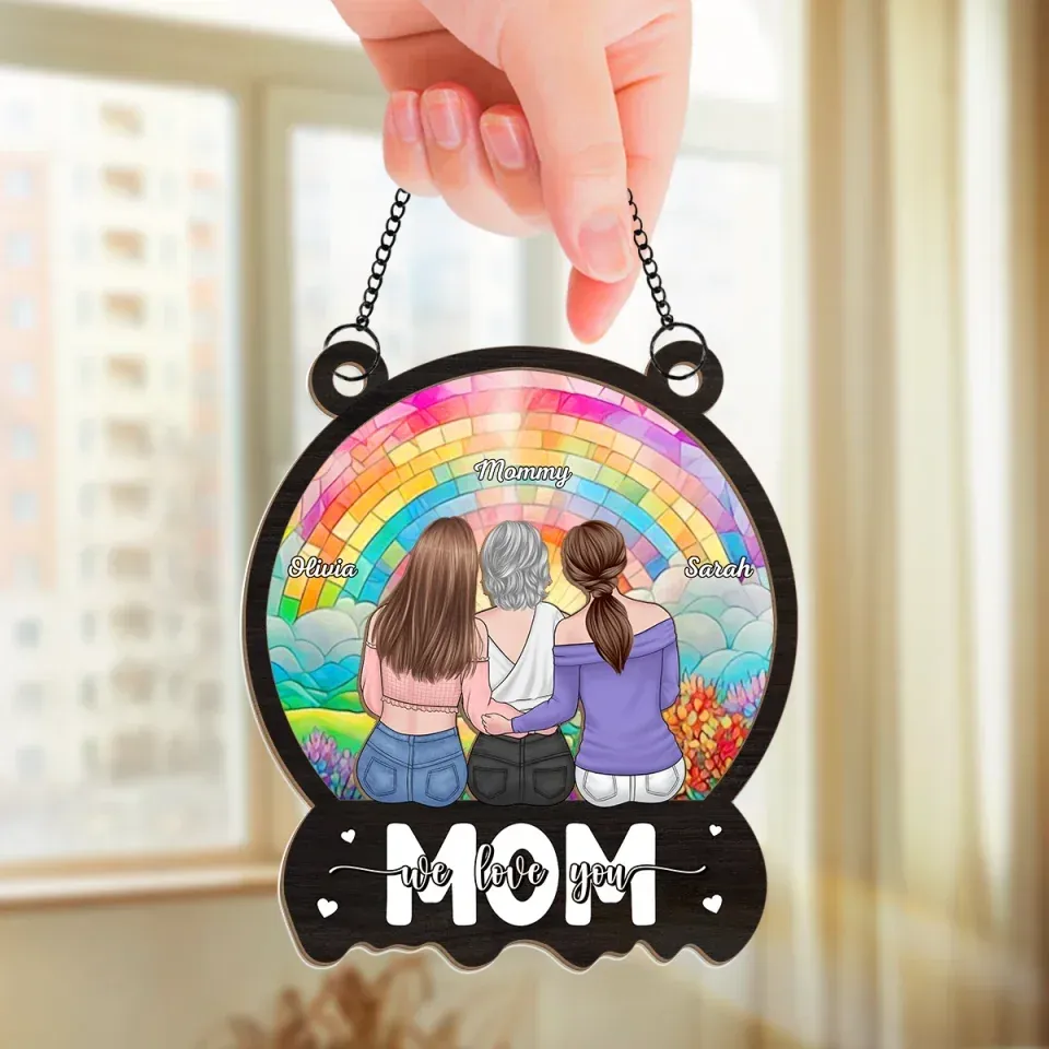 You Are My Sunshine On A Cloudy Day - Family Personalized Window Hanging Suncatcher - Gift For Mom, Daughter